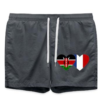 Kenya France Flag Heart - Short de bain - charbon - Devant - AI Model Male 185 light (185cm)