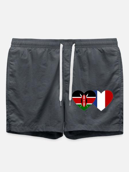 Kenya France Flag Heart - Swim Trunks - anthracite