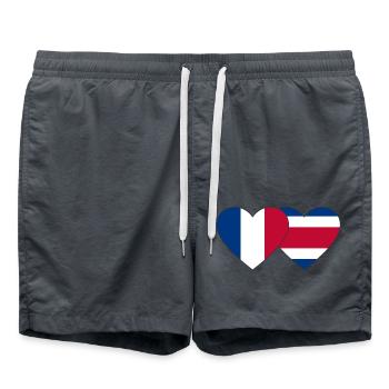France Costa Rica flag heart - Swim Trunks - anthracite - Front - AI Model Male 185 light (185cm)