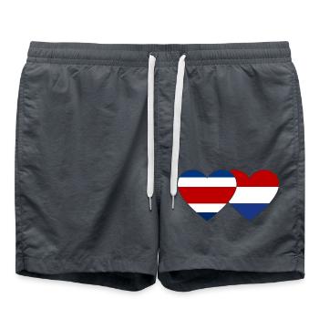 Costa Rica Holland Flagge Herz - Badeshorts - Anthrazit - Vorne - AI Model Male 185 light (185cm)