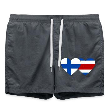 Finland Costa Rica Flag Heart - Swim Trunks - anthracite - Front - AI Model Male 185 light (185cm)