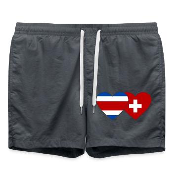 Costa Rica Suisse Flag Heart - Short de bain - charbon - Devant - AI Model Male 185 light (185cm)