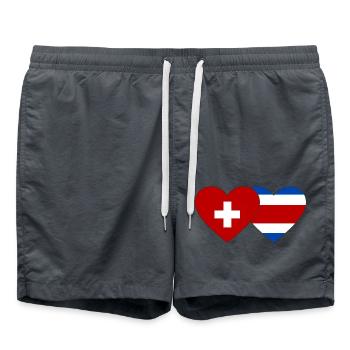 Suisse Costa Rica Flag Heart - Short de bain - charbon - Devant - AI Model Male 185 light (185cm)