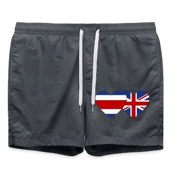 Costa Rica Großbritannien Flagge Herz - Badeshorts - Anthrazit - Vorne - AI Model Male 185 light (185cm)
