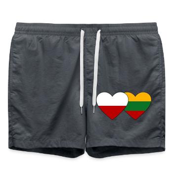 Poland Lithuania Flag Heart - Swim Trunks - anthracite - Front - AI Model Male 185 light (185cm)