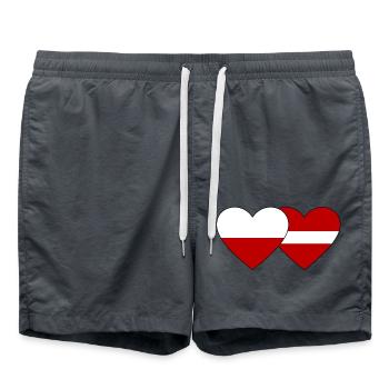 Poland Latvia Flag Heart - Swim Trunks - anthracite - Front - AI Model Male 185 light (185cm)
