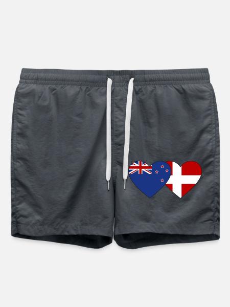 Neuseeland Dänemark Flagge Herz - Badeshorts - Anthrazit