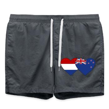 Holland Neuseeland Flagge Herz - Badeshorts - Anthrazit - Vorne - AI Model Male 185 light (185cm)