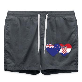 Nouvelle-Zélande Croatie Flag Heart - Short de bain - charbon - Devant - AI Model Male 185 light (185cm)