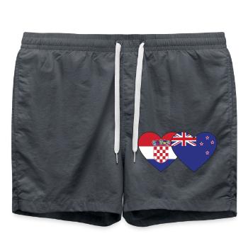 Croatia New Zealand flag heart - Swim Trunks - anthracite - Front - AI Model Male 185 light (185cm)