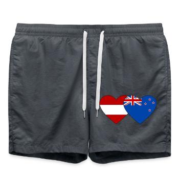 Österreich Neuseeland Flagge Herz - Badeshorts - Anthrazit - Vorne - AI Model Male 185 light (185cm)
