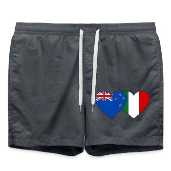 Nouvelle-Zélande Italie Flag Heart - Short de bain - charbon - Devant - AI Model Male 185 light (185cm)