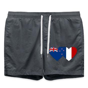 Nouvelle-Zélande France Drapeau Coeur - Short de bain - charbon - Devant - AI Model Male 185 light (185cm)