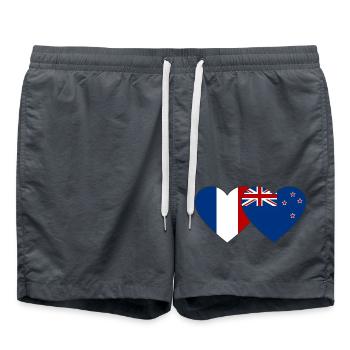 Frankreich Neuseeland Flagge Herz - Badeshorts - Anthrazit - Vorne - AI Model Male 185 light (185cm)