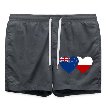 Neuseeland Polen Flagge Herz - Badeshorts - Anthrazit - Vorne - AI Model Male 185 light (185cm)