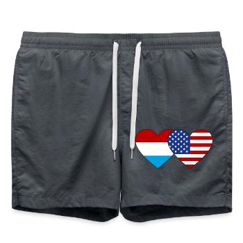 Drapeau du Luxembourg des États-Unis Coeur - Short de bain - charbon - Devant - AI Model Male 185 light (185cm)