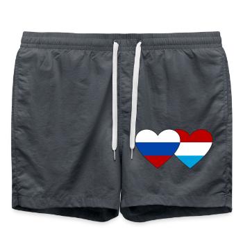 Russland Luxemburg Flagge Herz - Badeshorts - Anthrazit - Vorne - AI Model Male 185 light (185cm)