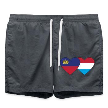 Liechtenstein Luxembourg Flag Heart - Short de bain - charbon - Devant - AI Model Male 185 light (185cm)