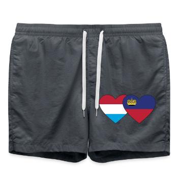 Luxembourg Liechtenstein Flag Heart - Short de bain - charbon - Devant - AI Model Male 185 light (185cm)