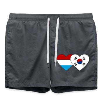 Luxembourg South Korea Flag Heart - Swim Trunks - anthracite - Front - AI Model Male 185 light (185cm)