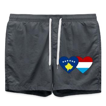 Kosovo Luxemburg Flagge Herz - Badeshorts - Anthrazit - Vorne - AI Model Male 185 light (185cm)