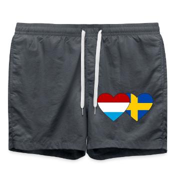 Luxembourg Suède Flag Heart - Short de bain - charbon - Devant - AI Model Male 185 light (185cm)
