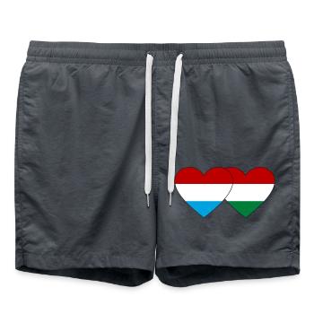 Luxembourg Hongrie Flag Heart - Short de bain - charbon - Devant - AI Model Male 185 light (185cm)
