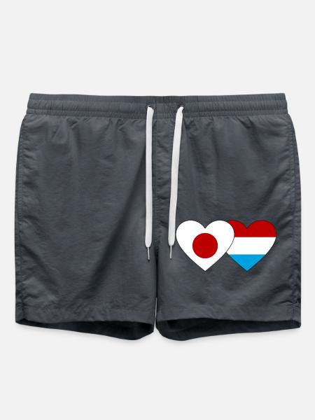 Japan Luxembourg Flag Heart - Swim Trunks - anthracite