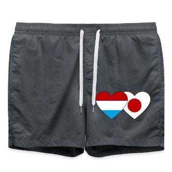 Luxembourg Drapeau du Japon Cœur - Short de bain - charbon - Devant - AI Model Male 185 light (185cm)