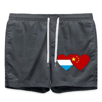 Luxembourg China Flag Heart - Swim Trunks - anthracite - Front - AI Model Male 185 light (185cm)