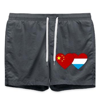 Chine Luxembourg Flag Heart - Short de bain - charbon - Devant - AI Model Male 185 light (185cm)