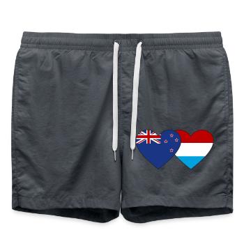 Neuseeland Luxemburg Flagge Herz - Badeshorts - Anthrazit - Vorne - AI Model Male 185 light (185cm)