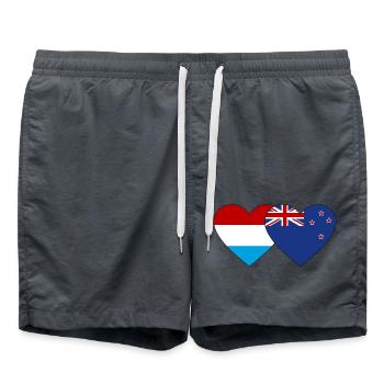 Luxemburg Neuseeland Flagge Herz - Badeshorts - Anthrazit - Vorne - AI Model Male 185 light (185cm)