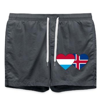 Luxembourg Islande Flag Coeur - Short de bain - charbon - Devant - AI Model Male 185 light (185cm)