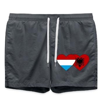 Luxembourg Albanie Flag Coeur - Short de bain - charbon - Devant - AI Model Male 185 light (185cm)