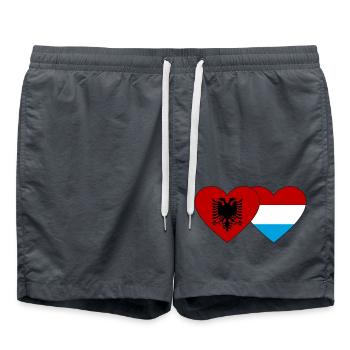 Albanie Luxembourg Flag Coeur - Short de bain - charbon - Devant - AI Model Male 185 light (185cm)