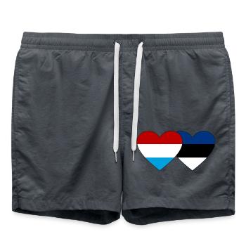 Luxemburg Estland Flagge Herz - Badeshorts - Anthrazit - Vorne - AI Model Male 185 light (185cm)