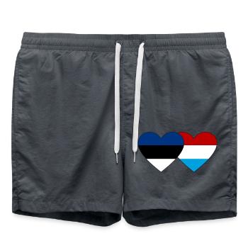 Estland Luxemburg Flagge Herz - Badeshorts - Anthrazit - Vorne - AI Model Male 185 light (185cm)