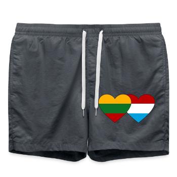 Lithuania Luxembourg Flag Heart - Swim Trunks - anthracite - Front - AI Model Male 185 light (185cm)