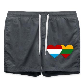 Luxemburg Litauen Flagge Herz - Badeshorts - Anthrazit - Vorne - AI Model Male 185 light (185cm)