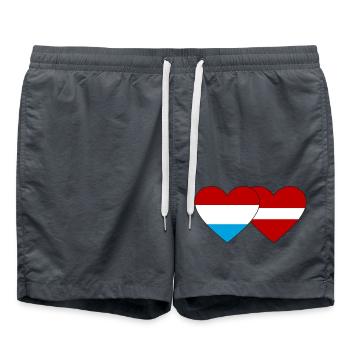 Luxembourg Latvia Flag Heart - Swim Trunks - anthracite - Front - AI Model Male 185 light (185cm)