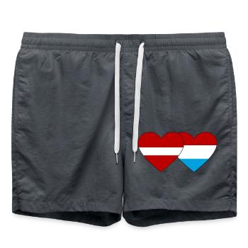 Latvia Luxembourg Flag Heart - Swim Trunks - anthracite - Front - AI Model Male 185 light (185cm)