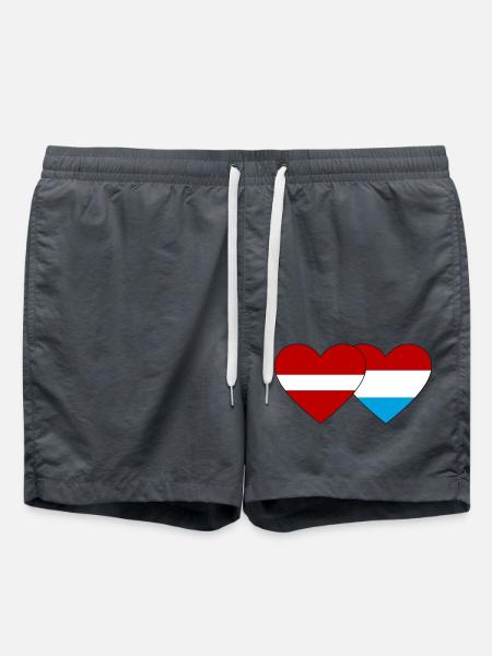 Latvia Luxembourg Flag Heart - Swim Trunks - anthracite