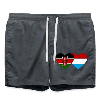 Kenya Luxembourg Flag Heart - Short de bain - charbon - Devant - AI Model Male 185 light (185cm)