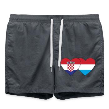 Croatie Luxembourg Flag Heart - Short de bain - charbon - Devant - AI Model Male 185 light (185cm)