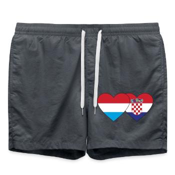 Luxembourg Croatia Flag Heart - Swim Trunks - anthracite - Front - AI Model Male 185 light (185cm)