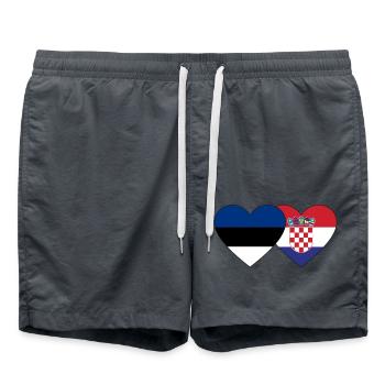 Estonie Croatie Flag Coeur - Short de bain - charbon - Devant - AI Model Male 185 light (185cm)