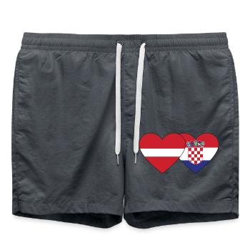 Latvia Croatia Flag Heart - Swim Trunks - anthracite - Front - AI Model Male 185 light (185cm)