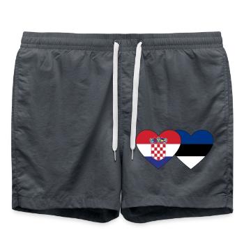 Croatie Estonie drapeau coeur - Short de bain - charbon - Devant - AI Model Male 185 light (185cm)