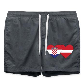 Croatia Latvia Flag Heart - Swim Trunks - anthracite - Front - AI Model Male 185 light (185cm)